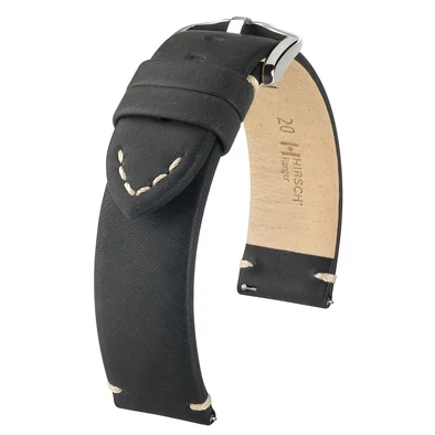 Hirsch fekete borjú bőr óraszíj  18mm - Ranger L - 05402050-2-18