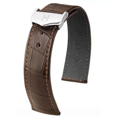 Hirsch sötétbarna aligátor bőr óraszíj  20mm - Voyager - no buckle - 07107417-0-2018