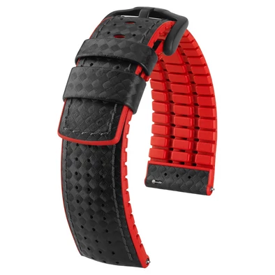 Hirsch fekete borjú bőr/ kaucsuk óraszíj  20mm - Ayrton L - 0912092050-5-20