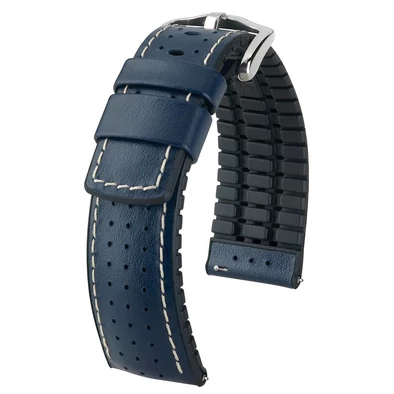 Hirsch kék borjú bőr/ kaucsuk óraszíj  18mm - Tiger L - 0915075080-2-18