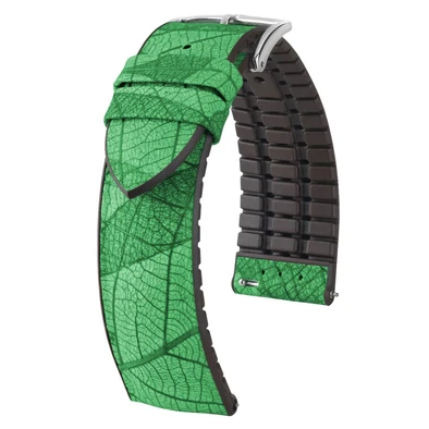Hirsch zöld vegán bőr/ kaucsuk óraszíj  20mm - LEAF L - 0921046040-2-20