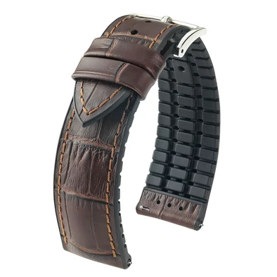 Hirsch barna borjú bőr/ kaucsuk óraszíj  18mm - Paul M - 0925028110-2-18
