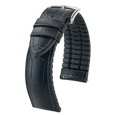 Hirsch fekete borjú bőr/ kaucsuk óraszíj  18mm - Paul M - 0925028150-2-18