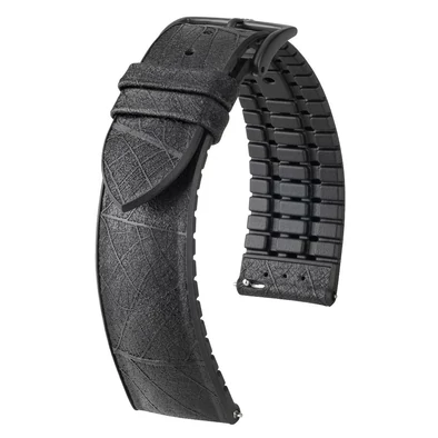 Hirsch fekete vegán bőr/ kaucsuk óraszíj  20mm - LEAF L - 0925046050-5-20