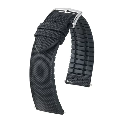 Hirsch fekete vegán bőr/ kaucsuk óraszíj  18mm - Arne L - 0925090050-2-18
