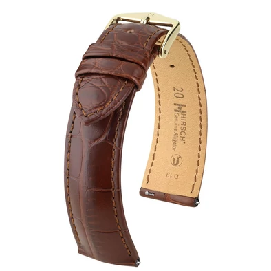 Hirsch barna aligátor bőr óraszíj  20mm - Genuine Alligator L NQR - 10220719NQ-1-20