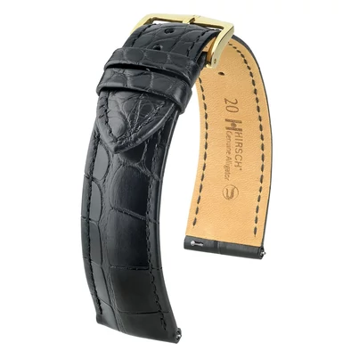 Hirsch fekete aligátor bőr óraszíj  19mm - Genuine Alligator L - 10220759-1-19