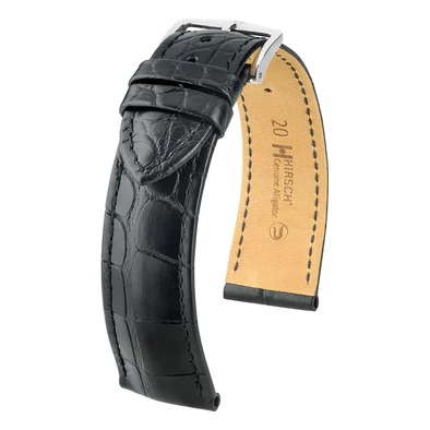 Hirsch fekete aligátor bőr óraszíj  18mm - Genuine Alligator L - 10220759-2-18
