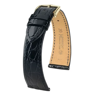 Hirsch fekete kajmán bőr óraszíj  18mm - Genuine Croco L - 18920850-1-18