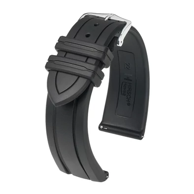 Hirsch fekete kaucsuk óraszíj  18mm - Hevea L - 40458850-2-18