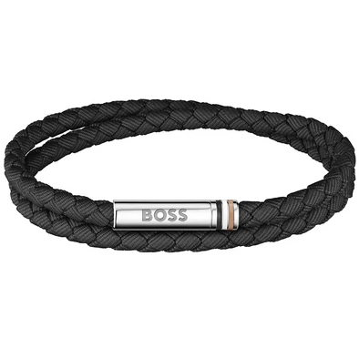Hugo Boss bőr karkötő nemesacél csattal - 1580796 - Ares Summer
