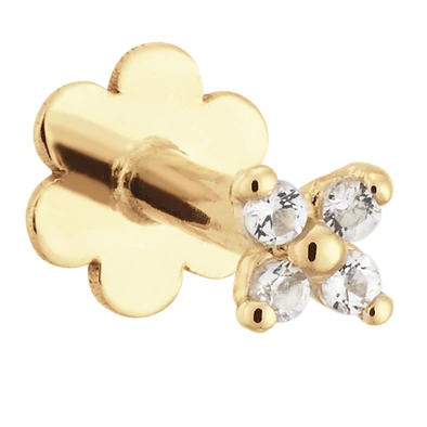 Jackie Gold virág alakú arany fülpiercing topázzal - JKP24.428