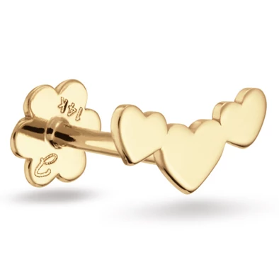 Jackie Gold arany tripla szív fülpiercing - JKP25.538