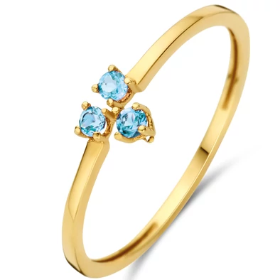 Jackie Gold arany gyűrű tripla kék topázzal - JKR24.017-52