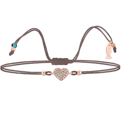 Kurshuni szíves textil karkötő  - KR787-4-RG-TP