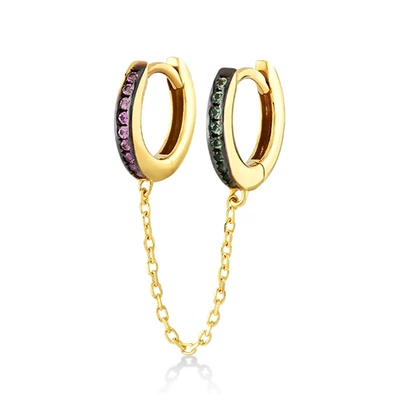 Kurshuni női félpár fülbevaló - RNK905-3X-AU - Double Huggie Hoop