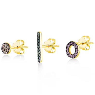 Kurshuni női félpár fülbevaló szett - RNKX207-3Y-AU - Everyday