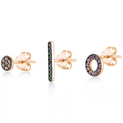 Kurshuni női félpár fülbevaló szett - RNKX207-3Y-RG - Everyday