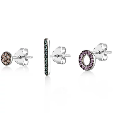 Kurshuni női félpár fülbevaló szett - RNKX207-3Y-RH - Everyday