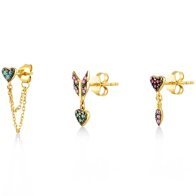 Kurshuni női félpár fülbevaló szett - RNKX216-3Y-AU - Elena