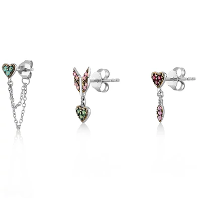 Kurshuni női félpár fülbevaló szett - RNKX216-3Y-RH - Elena