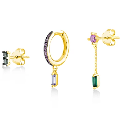 Kurshuni női félpár fülbevaló szett - RNKX219-3Y-AU - Lucy