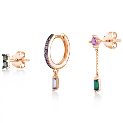 Kurshuni női félpár fülbevaló szett - RNKX219-3Y-RG - Lucy