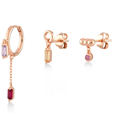 Kurshuni női félpár fülbevaló szett - RNKX220-3Y-RG - Lisa