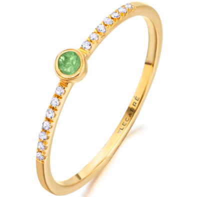 Le Carré 18 karátos arany gyűrű 0,056 karátos gyémánttal és smaragddal - GA105ES.11