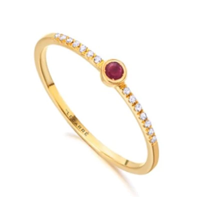 Le Carré 18 karátos arany gyűrű 0,056 karátos gyémánttal és rubinnal - GA105RU.13