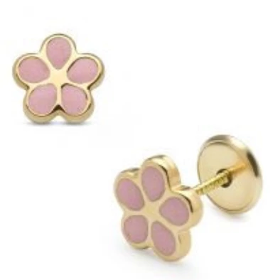 Lisa rózsaszín szirmos virág gyerek fülbevaló - JTAG-0313