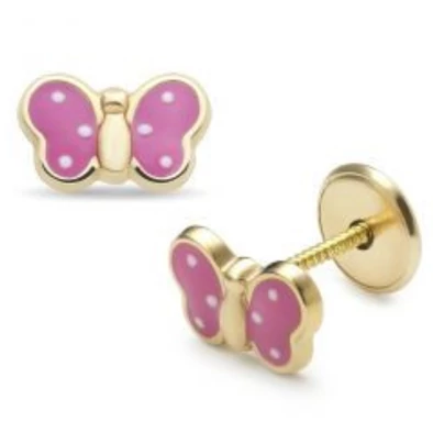 Lisa pöttyös pink pillangó gyerek fülbevaló - JTAG-0322