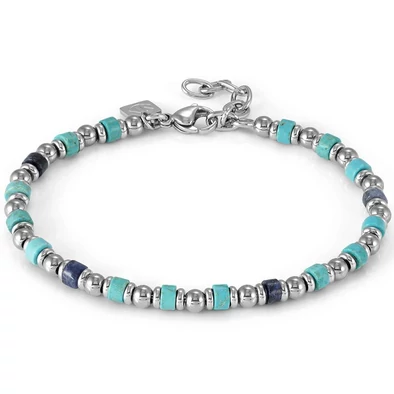 Nomination Instinct nemesacél férfi karkötő türkizzel és szodalittal - 027931/093