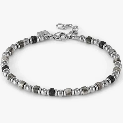 Nomination Instinct nemesacél férfi karkötő labradorittal és lávakővel - 027931/094