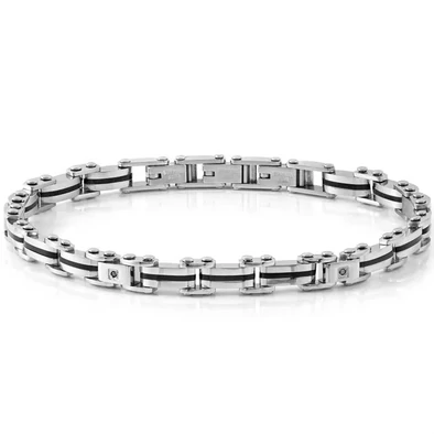 Nomination nemesacél férfi karkötő fekete gyémántokkal - 028322/007