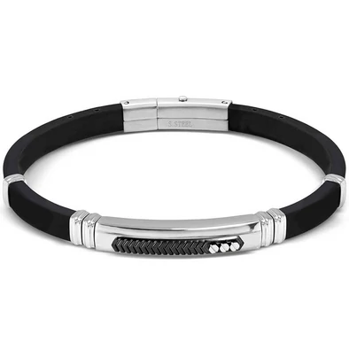 Nomination City fekete kaucsuk férfi karkötő - 028818/030