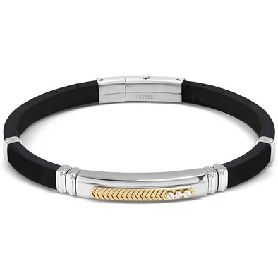 Nomination City fekete kaucsuk bicolor férfi karkötő - 028818/031