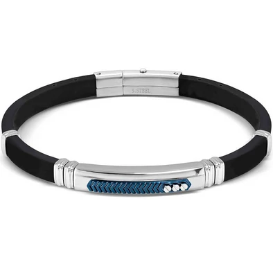 Nomination City fekete és kék kaucsuk férfi karkötő - 028818/032