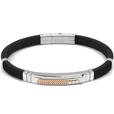 Nomination City fekete kaucsuk bicolor férfi karkötő - 028818/034