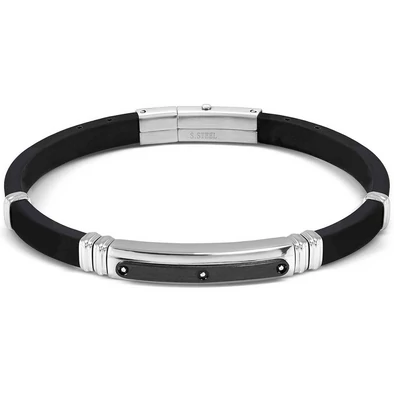 Nomination City fekete kaucsuk férfi karkötő - 028820/037
