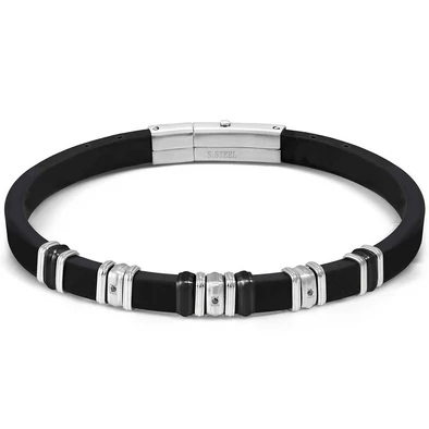 Nomination City fekete kaucsuk férfi karkötő - 028821/039