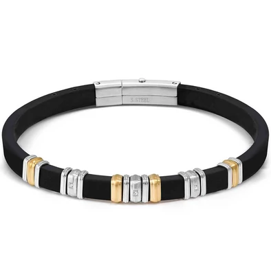Nomination City fekete kaucsuk bicolor férfi karkötő - 028821/057