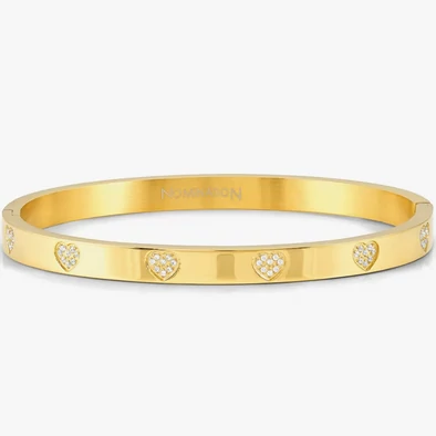 Nomination Pretty Bangles nemesacél cirkónia szívek arany színű női karperec - 029512/006