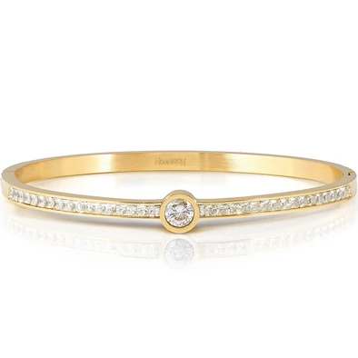 Nomination arany színű nemesacél karperec cirkónia kövekkel - 029521/020