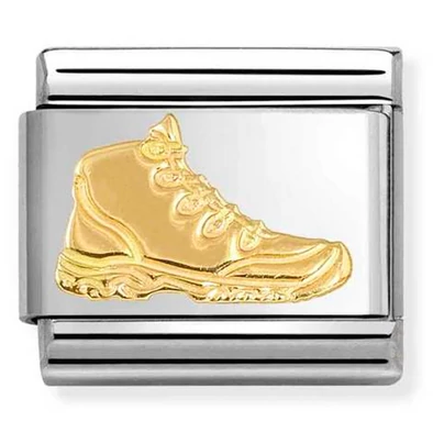 Nomination sárga arany túracipő ezüst charm  - 030109/46