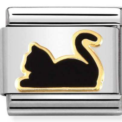 Nomination fekete macska charm - 030272/80