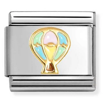 Nomination sárga arany színes hőlégballon ezüst charm  - 030285/66