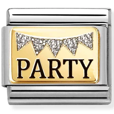 Nomination arany "PARTY" ezüst charm  - 030289/09