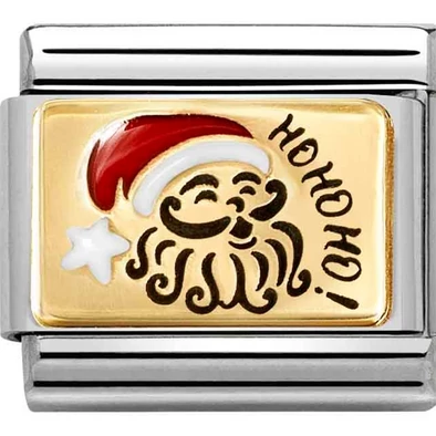 Nomination arany "HoHoHo" télapó ezüst charm  - 030289/10