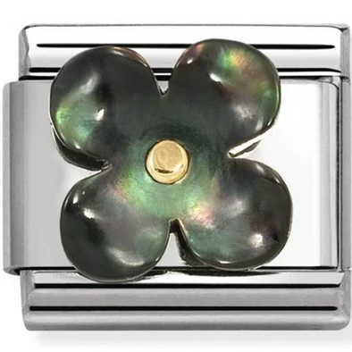 Nomination zöld virág ezüst charm  - 030521/22